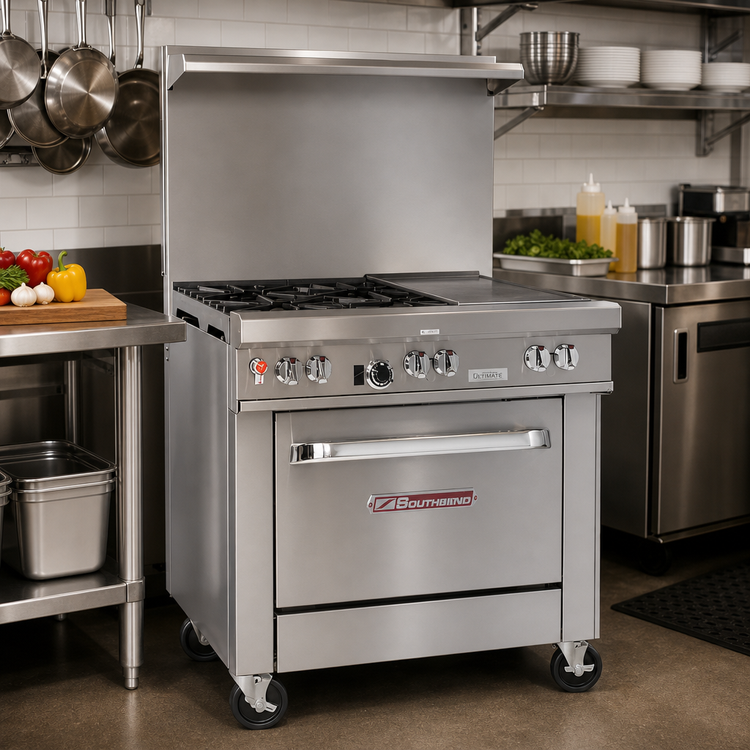 Product image #2 for Southbend Ultimate 36-Inch Commercial Gas Range with 2 Non-Clog Burners, 24-Inch Griddle, and Convection Oven