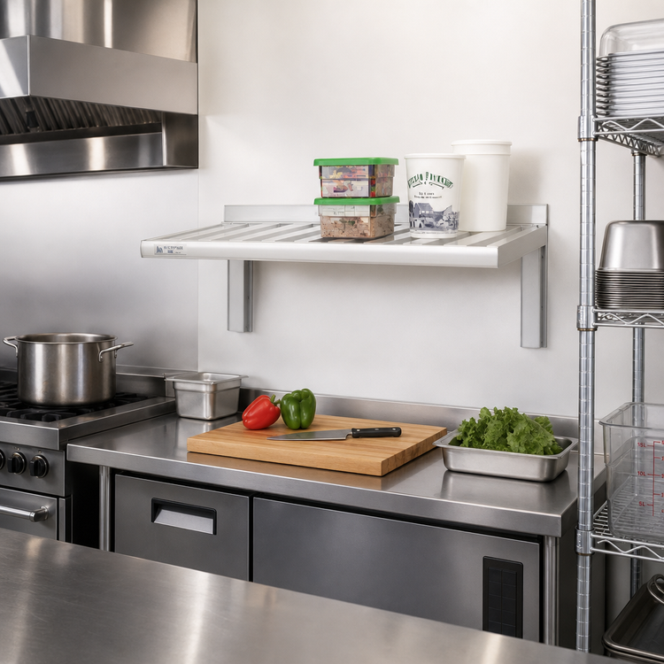 Product image #2 for New Age 36-Inch x 20-Inch Aluminum T-Bar Wall Shelf, 700 lb Capacity