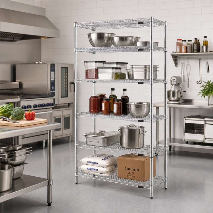 Product image #2 for EAGLEbrite 5-Tier Stationary Starter Wire Shelving Unit, 48 x 21 x 74 Inches, Zinc Finish