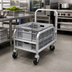 Thumbnail image #2 for Omcan Half-Size Mobile Aluminum Lug Rack with Handle, Open Sides, and 5-Inch Casters