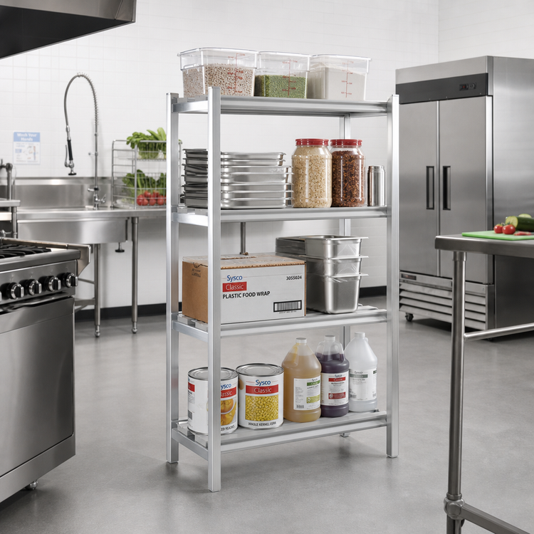 Product image #2 for Channel Lifetime Tough 4-Shelf Channel-Style Aluminum Dunnage Shelving Rack, 36W x 20D x 64H