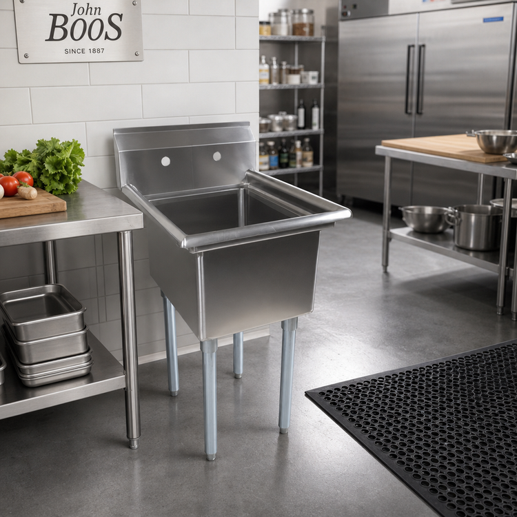 Product image #2 for John Boos E-Series Freestanding Commercial 1-Compartment Stainless Steel Sink, 23 x 29-1/2 x 43-3/4 Inches, 14-Inch Deep Bowl