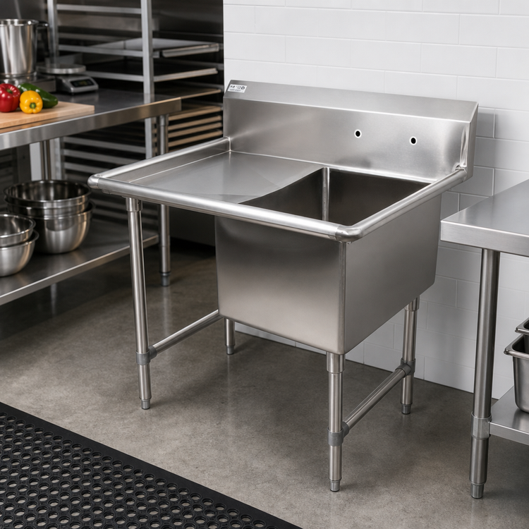 Product image #2 for John Boos "B" Series 1-Compartment Sink with 18-Inch Left Drainboard and Stainless Steel Legs