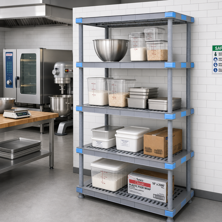 Product image #2 for Quantum Millenia 60"W x 18"D x 74"H Polymer Shelving Starter Unit with 4 Shelves