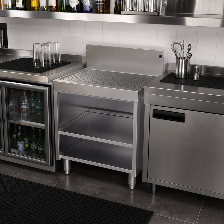 Product image #2 for Glastender DBCB-24-LD 24-Inch Underbar Drainboard with Open Front Cabinet Base