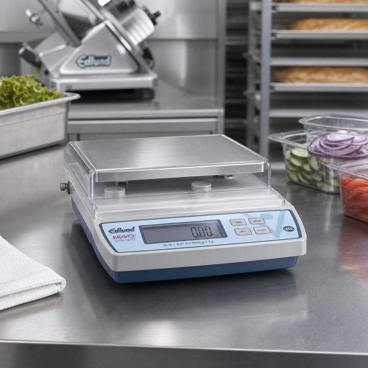 Product image #2 for Edlund Bravo! Stainless Steel Digital Portion Control Scale with ClearShield Protective Cover, 10 lb / 5000 g Capacity