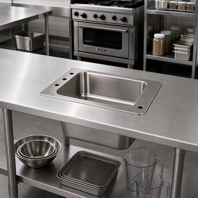 Product image #2 for Advance Tabco Smart Series™ Classroom Self-Rimming Drop-In Sink, 1-Compartment, 16 x 14 x 7-1/2 Bowl, 304 Stainless Steel