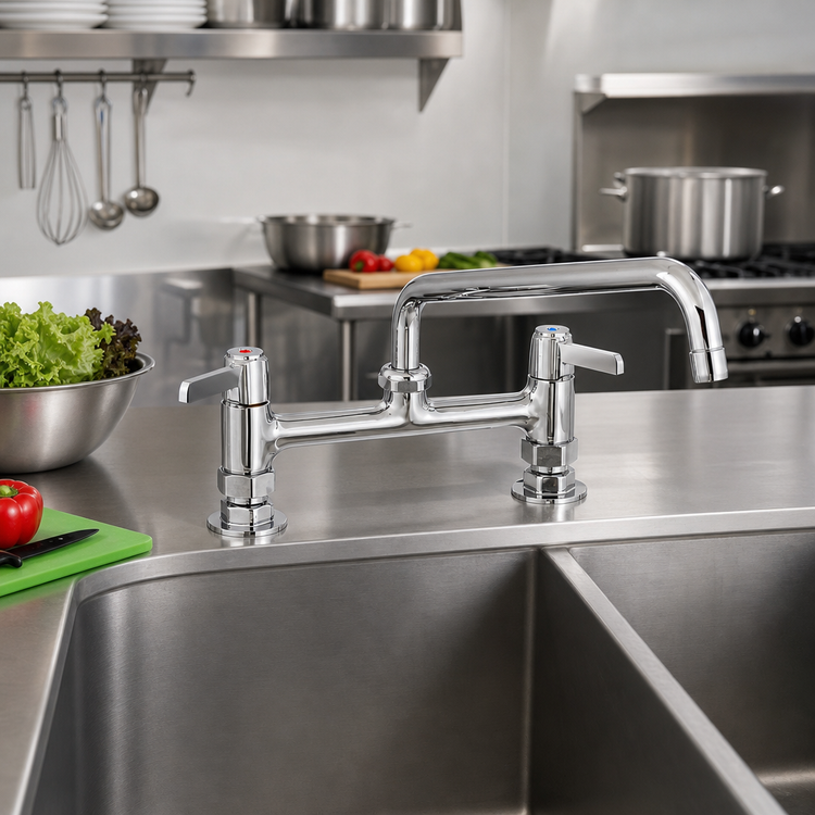 Product image #2 for Equip 8-Inch Centers Deck Mount Mixing Faucet with 10-Inch Swing Nozzle and Lever Handles