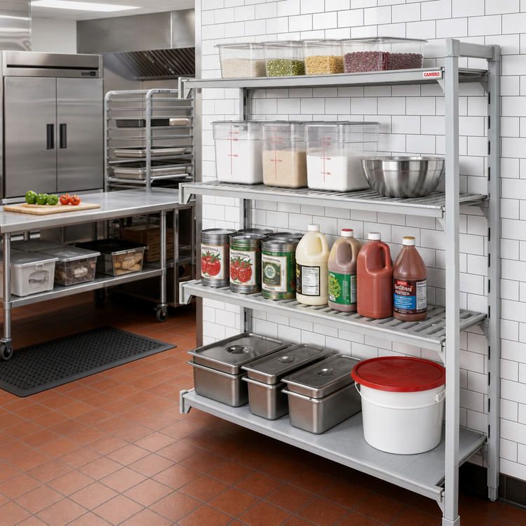Product image #3 for Cambro Camshelving Premium 4-Tier Vented/Solid Stationary Add-On Polymer Shelving Unit, 18 x 72 x 84 Inches