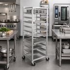 Thumbnail image #2 for Channel Manufacturing UR-5 All-Welded Aluminum Universal Rack, 5-Pan Capacity, 5-Inch Centers, Swivel Casters