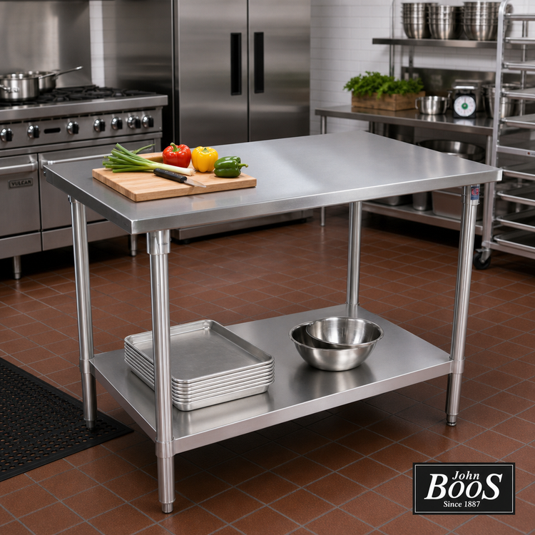 Product image #2 for John Boos Stallion 48 x 36-Inch 16-Gauge Stainless Steel Top Work Table with Fixed Undershelf