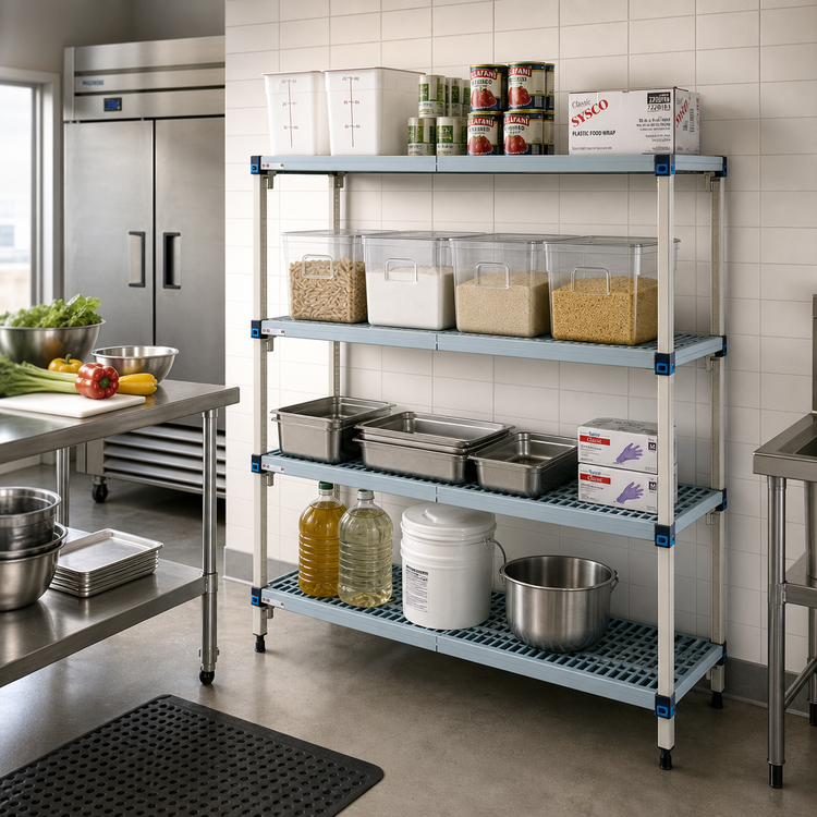 Product image #2 for MetroMax Q Add-On Polymer/Wire Shelving Unit, 72-Inch W x 18-Inch D x 63-Inch H, 4 Shelves