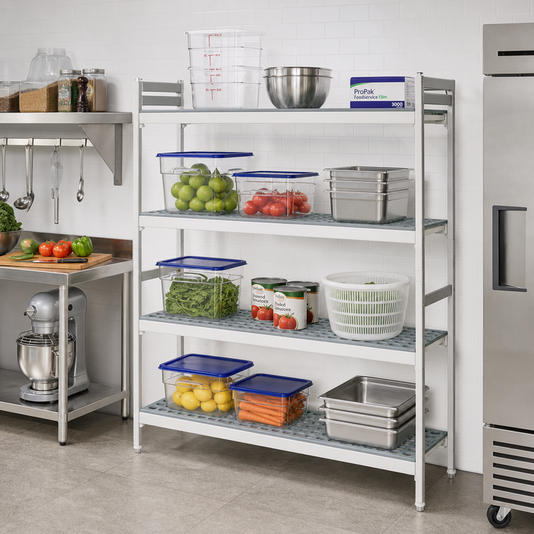 Product image #2 for Fermostock 4-Tier Polymer Shelving Expansion Kit, 71" H x 38" W x 14" D