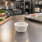 Thumbnail image #2 for American Metalcraft MRF450W 4 oz White Fluted Melamine Ramekin Case of 72