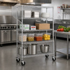 Thumbnail image #2 for Metro Super Erecta N356EBR Wire Stem Caster Cart, 4 Shelves, 48"W x 18"D x 69"H, Polyurethane Casters, 900 lb Capacity
