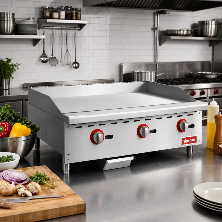 Product image #2 for Omcan USA 36-Inch Countertop Natural Gas Griddle with 3 Burners