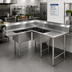 Thumbnail image #2 for Advance Tabco Right-Hand Corner Sink Table with 3-Compartment Sink, 48-Inch Drainboard, 96-Inch Wide, 304 Stainless Steel
