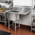 Thumbnail image #2 for Steel Works Stainless 44-1/2 Inch Single Compartment Sink with Right Drainboard, 16 Gauge 304 Stainless Steel