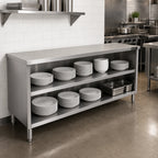 Thumbnail image #2 for John Boos 4DCO4-18120 Open-Front Stainless Steel Dish Storage Cabinet with Open Base and Mid-Shelf, 120W x 18D x 35H