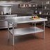 Thumbnail image #2 for 84-Inch Stainless Steel Work Table with 2-Inch Backsplash and Galvanized Undershelf