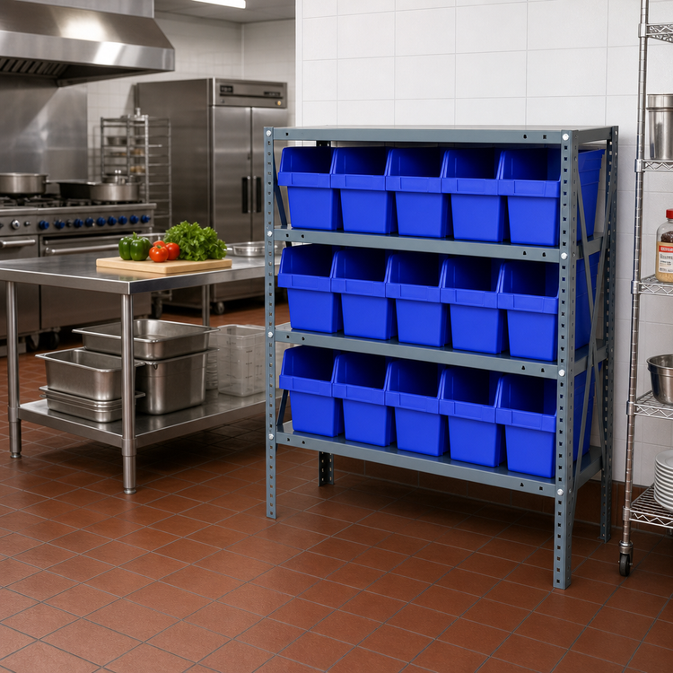 Product image #2 for Quantum Heavy-Duty Stationary Wire Shelving Unit with 4 Shelves and 15 Bins, 36 x 12 x 39 Inches