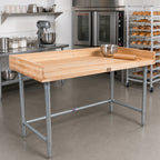 Thumbnail image #2 for John Boos DNB13-X Baker's Top Wood Work Table, 48 x 36 x 39-1/4 Inches, Galvanized Base, 1-3/4-Inch Maple Top, 4-Inch Coved Riser