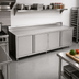Thumbnail image #2 for John Boos 108-Inch W x 36-Inch D Enclosed Base Work Table with Hinged Doors, 14-Gauge 300-Series Stainless Steel Top, 5-Inch Backsplash