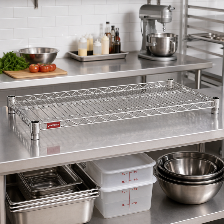Product image #2 for QuadTruss Electropolished Stainless Steel Wire Shelf, 42 x 24 Inches