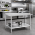 Thumbnail image #2 for Advance Tabco 48 Inch x 30 Inch 14-Gauge 304 Stainless Steel Work Table with Galvanized Undershelf and Legs