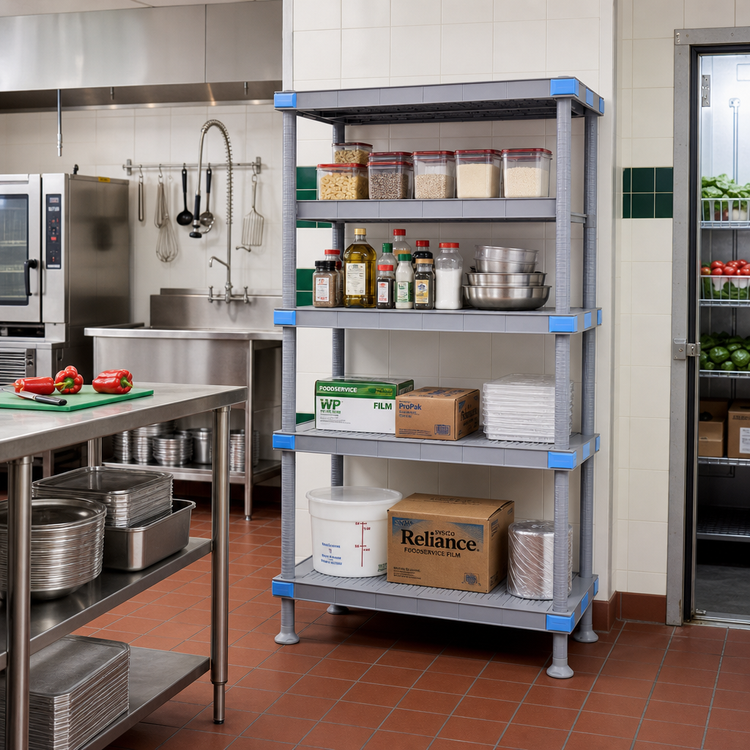 Product image #2 for Quantum Millenia 60 x 21 x 86 Inch Polymer Solid Shelving Starter Unit, Gray, 4 Shelves