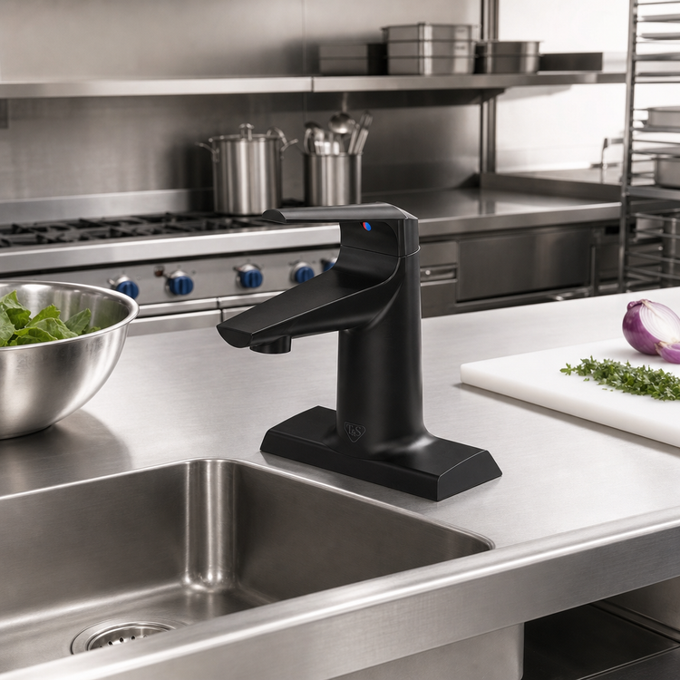 Product image #2 for T&S Brass LakeCrest Aesthetic 4-Inch Centerset Deck-Mount Single-Handle Escutcheon Faucet, Matte Black