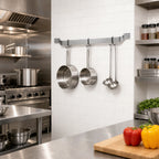 Thumbnail image #2 for Eagle Group SBPR-24-S 24-Inch Wall-Mount Single-Bar Stainless Steel Pot Rack with 2 Double-Prong Hooks