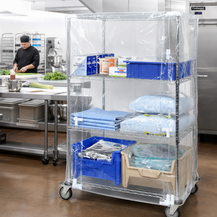 Product image #2 for Quantum 24 x 60 x 74 Inch Clear Vinyl Wire Cart Cover with Velcro Flap