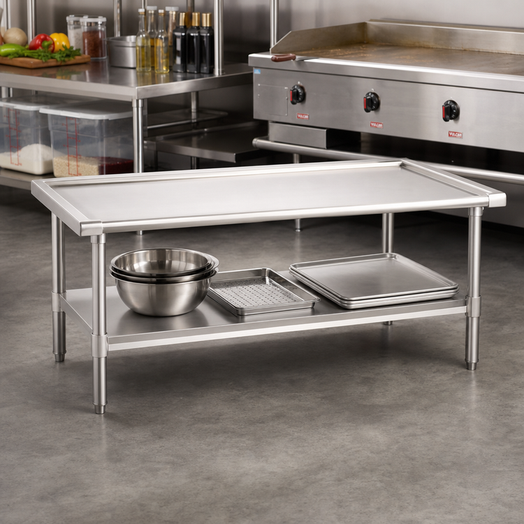 Product image #2 for Stainless Steel Griddle/Equipment Stand with Open Base and Adjustable Undershelf, 48-3/8"W x 30-3/8"D x 25-1/4"H