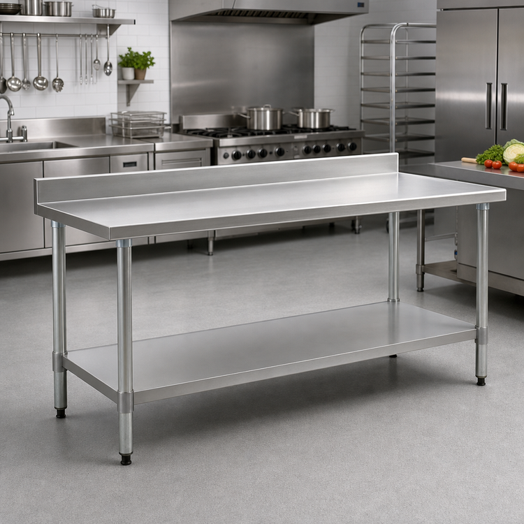 Product image #2 for Spec-Master 60-Inch x 30-Inch Stainless Steel Work Table with 4-1/2-Inch Backsplash and Adjustable Undershelf