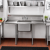 Thumbnail image #2 for Eagle Group 314 Series 56-Inch 1-Compartment Stainless Steel Sink with Left and Right Drainboards