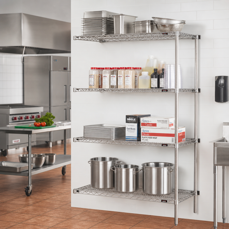 Product image #2 for Eagle Group 4-Tier Add-On Wire Shelving Unit, 60W x 18D x 63H Inches, Stainless Steel Finish