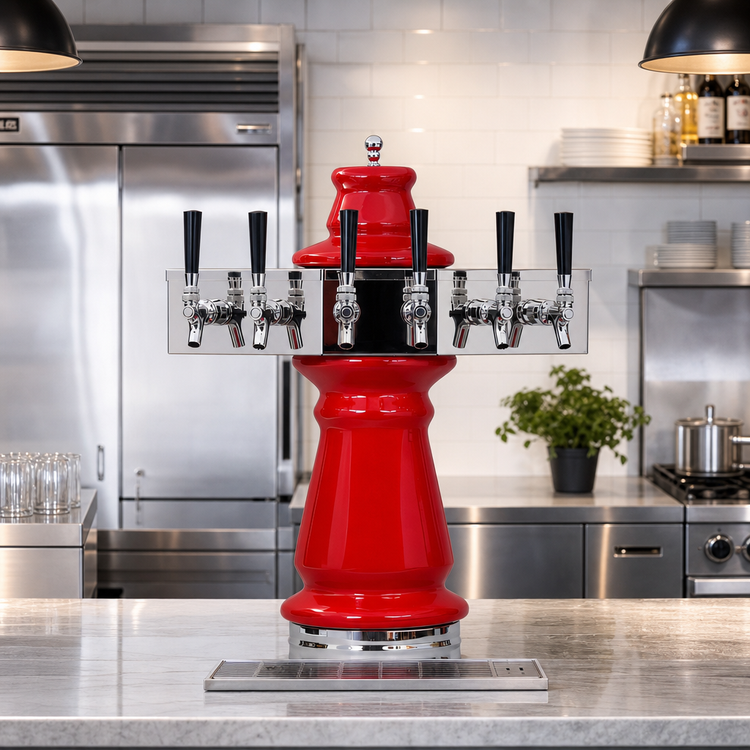Product image #2 for Glastender Vienna 6-Faucet Air-Cooled Ceramic Draft Dispensing Tower with Mirror Finish