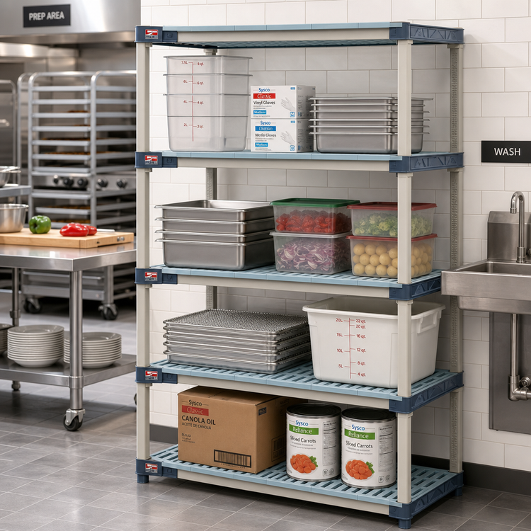 Product image #2 for MetroMax 4 Blue All-Polymer 4-Shelf Starter Shelving Unit, 30"W x 24"D x 63"H