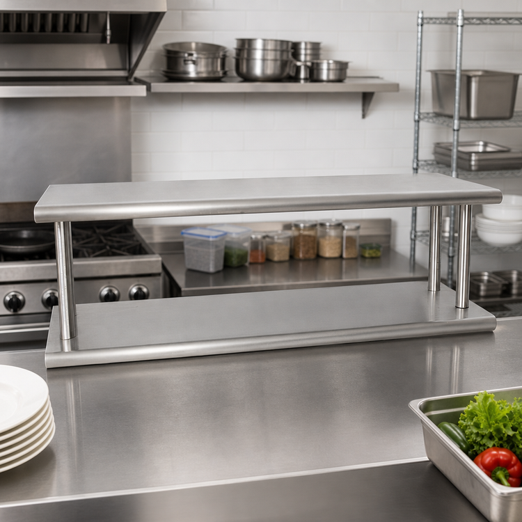 Product image #2 for BK Resources Double Tier Pass-Through Shelf, 36 x 24 Inches, Stainless Steel
