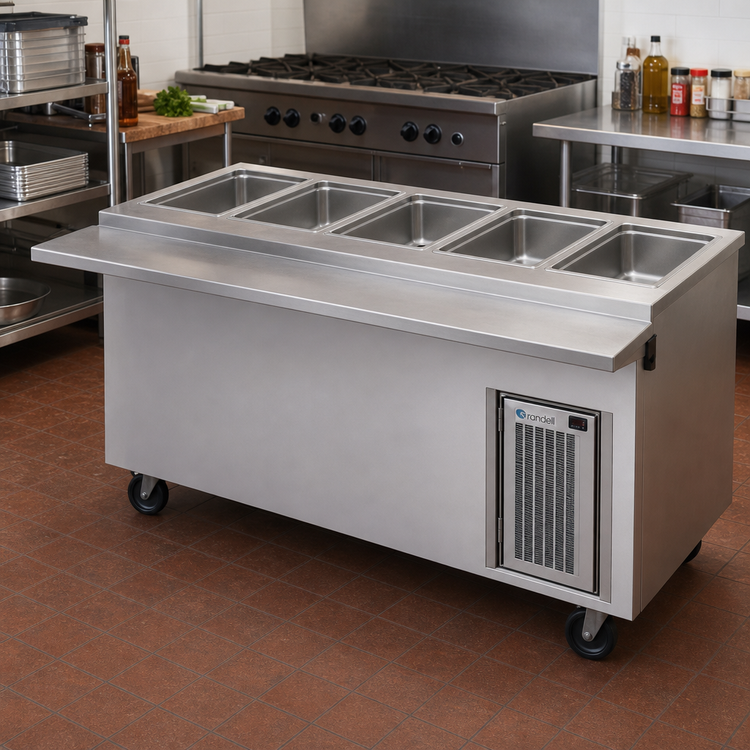 Product image #2 for Randell Mobile Electric Hot Food Table with Heated Storage Base, 6 Wells, 86 Inch