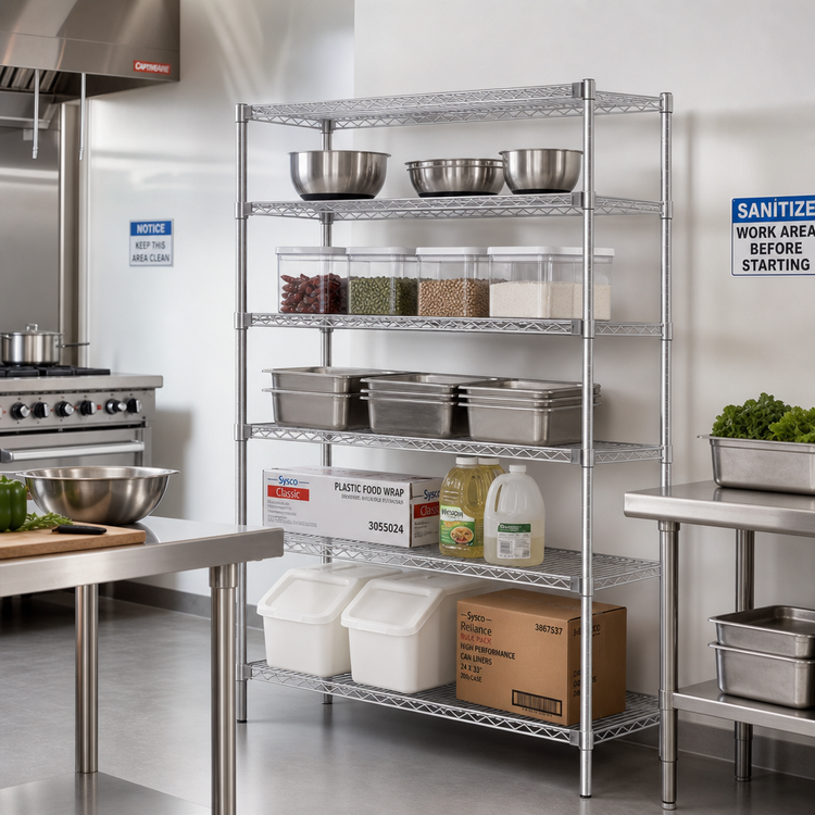 Product image #2 for Eagle Group 5-Tier Add-On Wire Shelving Unit, 48W x 21D x 74H, Stainless Steel Finish