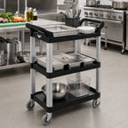 Thumbnail image #2 for Vollrath 97006 Black 3-Shelf Multi-Purpose Bus Cart, Polypropylene, 300 lb Capacity