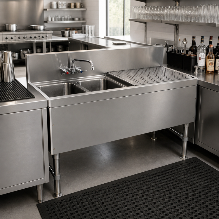 Product image #2 for Advance Tabco Prestige Supreme 2-Compartment Underbar Sink with Right Drainboard and Included Faucet, 48 Inch