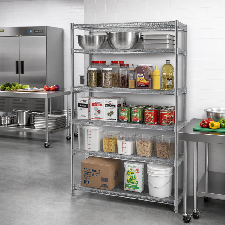 Product image #2 for EAGLEbrite 5-Tier Add-On Wire Shelving Unit, 48 x 18 x 86 Inches, Zinc Finish