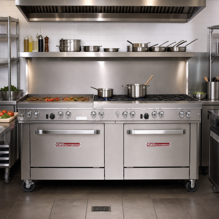 Product image #2 for Southbend Ultimate 72-Inch Gas Restaurant Range with 5 Burners, 36-Inch Griddle, and 2 Convection Ovens