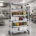 Thumbnail image #2 for MetroMax i Blue Mobile Polymer Shelving Starter Unit, 48W x 18D x 80H, 5-Tier with 4 Open Grid Shelves and 1 Solid Bottom Shelf