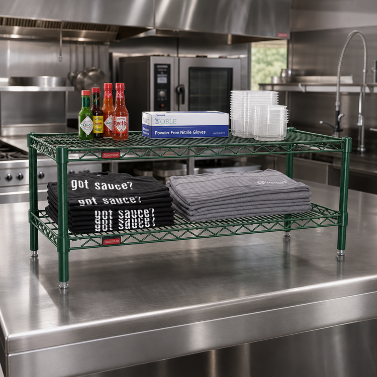 Product image #2 for QuadTruss Front Case Merchandise Wire Shelving Unit, 2-Tier, 30 x 14 x 14 Inches, Green Epoxy Finish