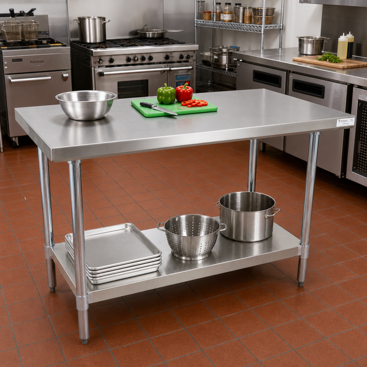 Product image #2 for BK Resources 72 Inch x 24 Inch 16 Gauge Stainless Steel Work Table with Adjustable Undershelf