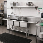 Thumbnail image #2 for Eagle Group Spec-Master FN2860-3-30R-14/3 3-Compartment Stainless Steel Sink, 14 Gauge, 30-Inch Right Drainboard, 9-1/2-Inch Backsplash